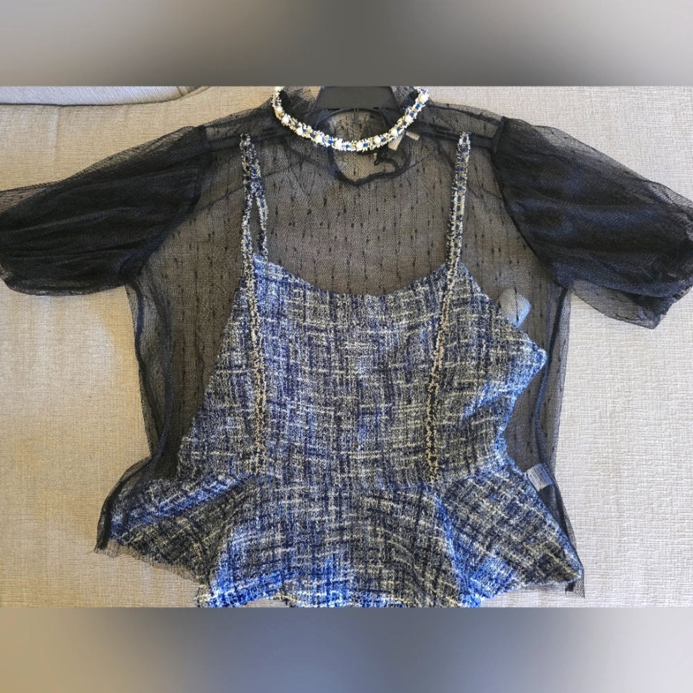 Elegant 2-1 Holiday Blouse - Size L